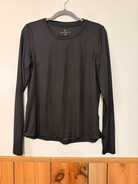 Danskin Black Ribbed Crewneck Long-Sleeve Top
